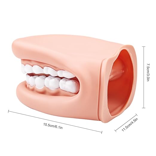 Mouth Puppet with Tongue Teeth for Speech Therapy Soft Silicone Giant Teeth Demonstration Model Brushing Oral Model（1pc Mouth Puppet+1pc Toothbrush)