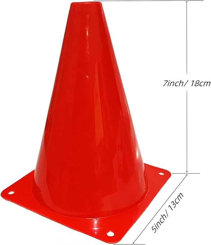 24 Pcs 7 Inch Plastic Traffic Cones, Basketball Football Drills, Skating, Sport Training Agility Markers, Indoor Outdoor Games, Multicolor-StrideForce Fitness