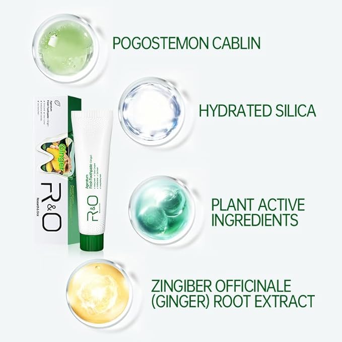 R&O Ginger Mint Fresh Toothpaste - Natural Plaque Removal & Fresh Breath | 3.53oz 2-Pack