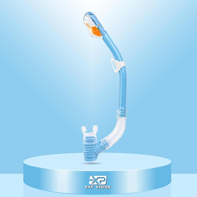 Dry Snorkel for Kids, Ultimate Snorkel Tube for Snorkeling, Freediving & Swimming, Easy-Breath Technology, Top-Mounted Dry Valve & Food-Grade Silicone Mouthpiece-StrideForce Fitness