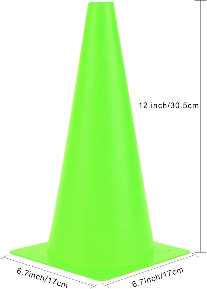 12 Inch Traffic Training Cones, Plastic Safety Parking Cones, Agility Field Marker Cones for Soccer Basketball Football Drills Training, Outdoor Sport Activity & Festive Events - 6 Colors-StrideForce Fitness