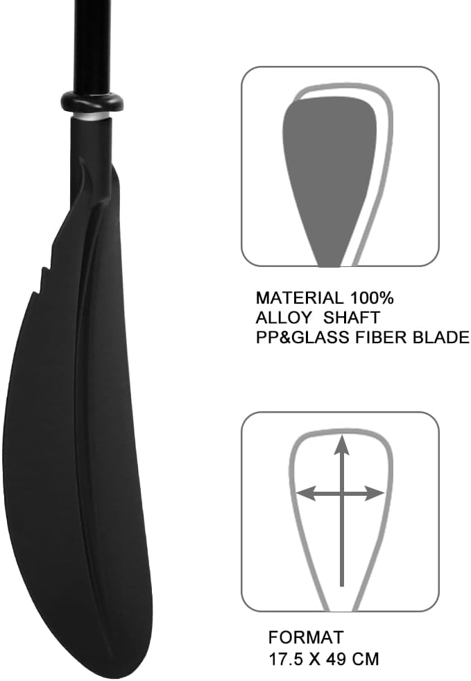 Kayak Paddle - Adjustable 2 Pieces Aluminum Alloy Shaft with Glass Fiber Blade for Surfing,Oar Fishing Easy Packable Travel-StrideForce Fitness
