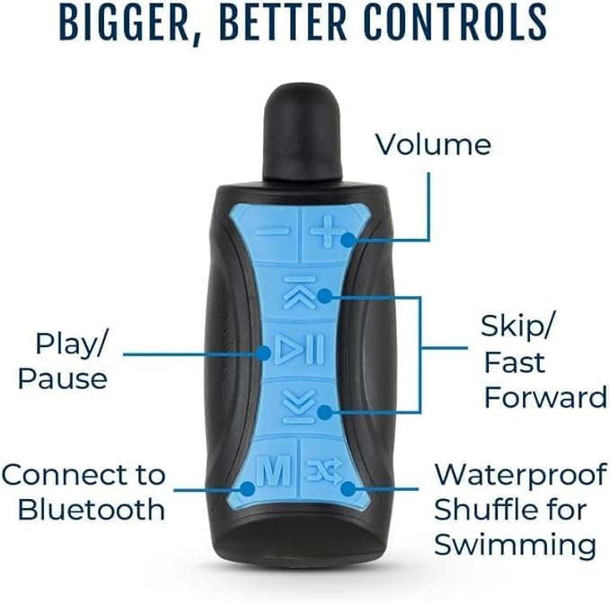 H2O Audio Stream 3 PRO and Surge S+ Earbuds - Underwater Streaming Music Waterproof MP3 Player for Swimming with Bluetooth and Short Cord Underwater Headphones with Superior Sound Quality (Blue)-StrideForce Fitness