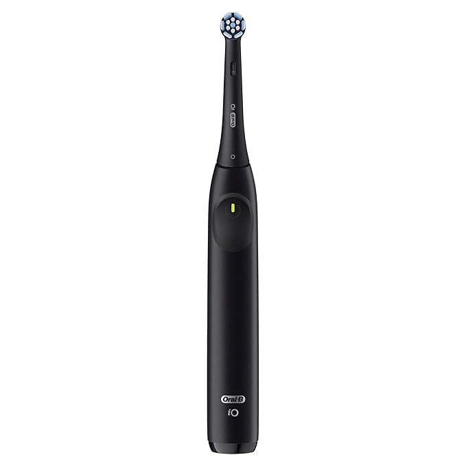 Oral-B iO Series 2 Rechargeable Electric Powered Toothbrush Starter Kit, Night Black with 2 Brush Heads - Automatic Pressure Sensor to Protect Gums - 3 Modes - 2 Min Timer