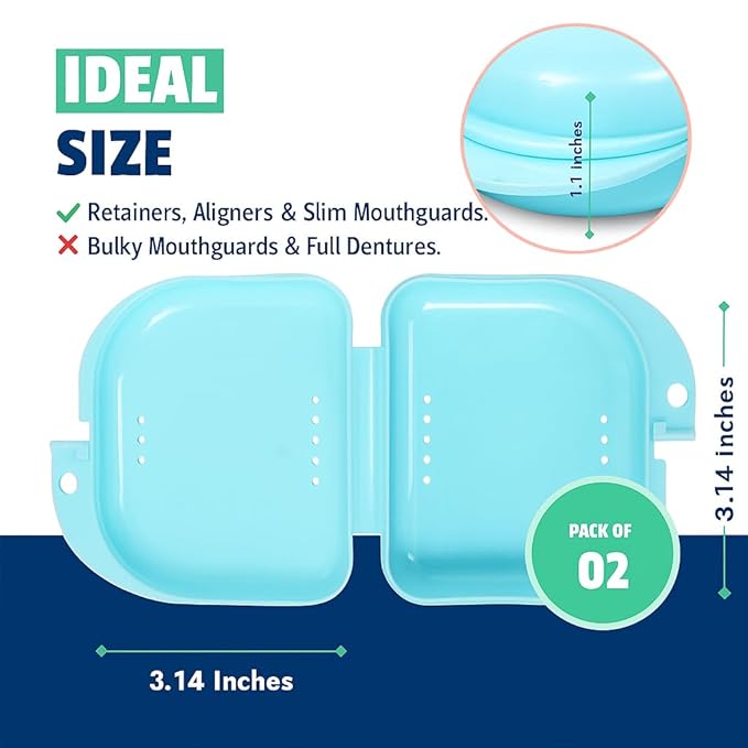 Orthodontic 32 Pcs Retainer Cases Bulk - Mouth Guard Case Holder with Vent Holes - Cute Partial Denture case with Tight Snap Lock-Durable Retainer Container case for Travel, Household & Office