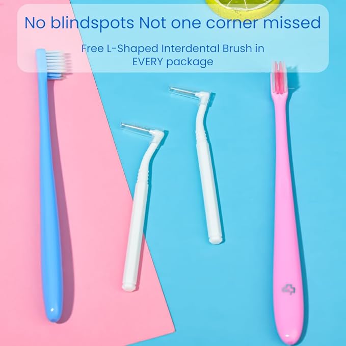 Y-Kelin V-Shaped Orthodontic Toothbrush for Braces Brackets 4 Count (Pack of 1) Soft Bristle with Inter Dental Brush