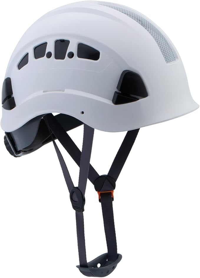 Hard Hats Construction Safety Helmet ANSI Z89.1 Approved OSHA Hardhat, LOHASPRO Vented Men Worker White Hard Hat with Chin Strap Tree Climbing Rescue Arborist Helmet (P1 White)-StrideForce Fitness