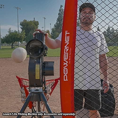 PowerNet Launch F-lite Softball & Baseball Pitching Machine, Dimpled Practice Balls, Bucket of Baseballs, Coaching Bucket Bundle for Pitching Machine, Baseball Training Equipment-StrideForce Fitness