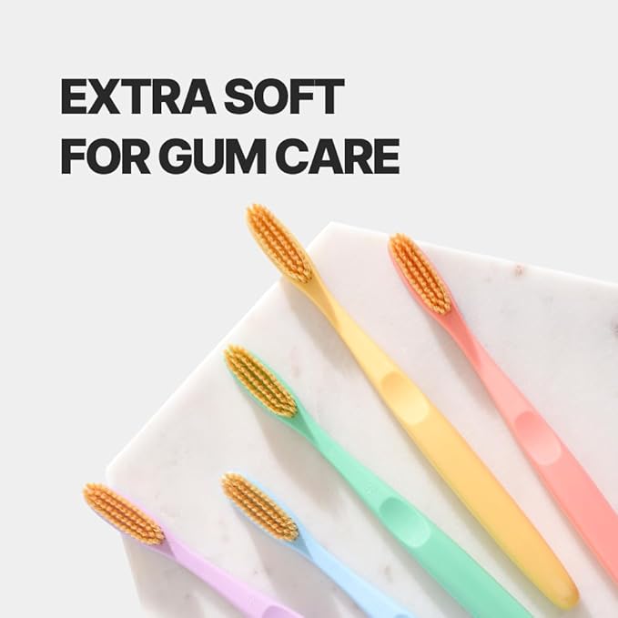 WANGTA Mini Gold – Extra Soft Large Toothbrush – 1.4 inch (3.5 cm) Head | 3,200 Ultra-Fine Bristles for Sensitive Gums | Premium Korean Toothbrush (10 Pack)