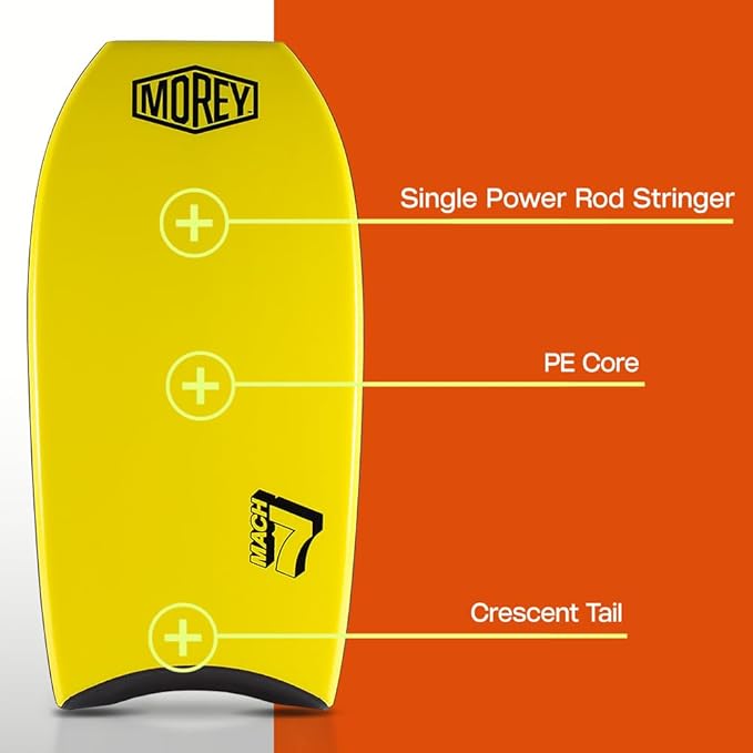 MOREY® Mach 7, Pro Bodyboard; Body Boards for Beach, Embedded Rod for Durability, Engineered with HDPE Slick Bottom for Speed (2025 Model)-StrideForce Fitness