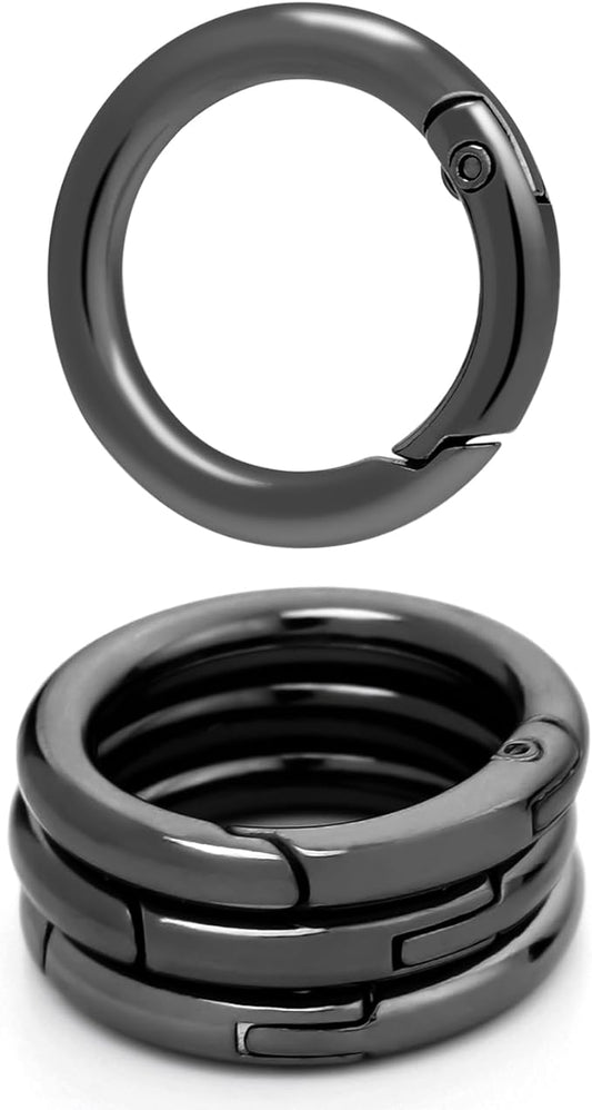 10 Pack 3/4 Inch Trigger Spring O Rings, Metal Round Carabiner Clip Snap Hook, Spring Keyring Buckles for Replacement Purse Strap, Paracord Lanyard Clips, Keychain Rings Hardware DIY Crafts Making-StrideForce Fitness