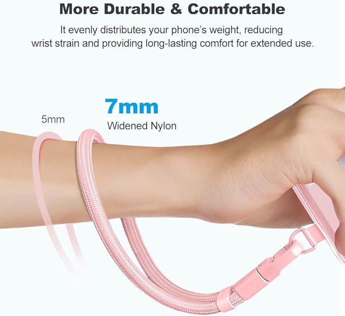 Phone Wrist Strap Lanyard, Adjustable Wristlet Strap Lanyard with Slim Patch for iPhone and Most Cell Phone – Pink-StrideForce Fitness