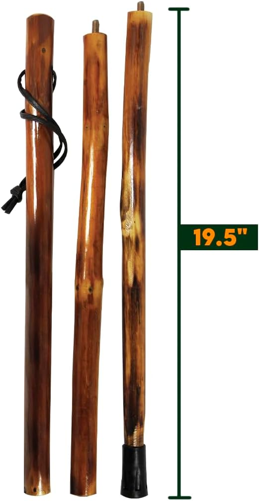SE 3 Piece 55" Detachable Pine Wood Walking/Hiking Stick with Metal Tip, Reinforced Rubber Tip, and Water-Resistant Travel Pouch - Portable and Durable for Outdoor Adventures-StrideForce Fitness