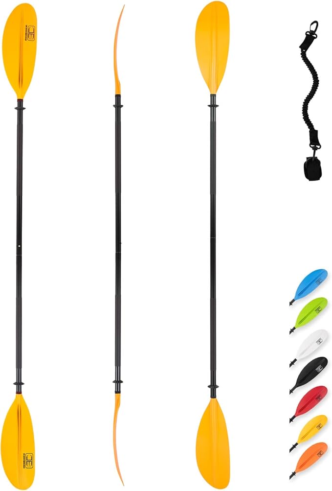OCEANBROAD Kayak Paddle 86in/218cm, 90.5in/230cm, 95in/241cm Alloy Shaft Kayaking Boating Canoeing Oar with Paddle Leash-StrideForce Fitness