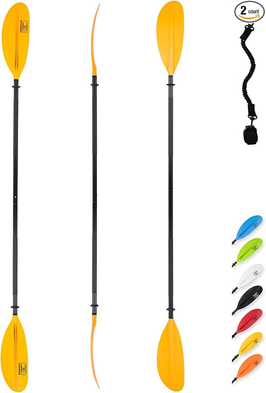 OCEANBROAD Kayak Paddle 86in/218cm, 90.5in/230cm, 95in/241cm Alloy Shaft Kayaking Boating Canoeing Oar with Paddle Leash-StrideForce Fitness