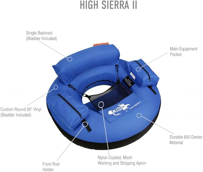 High Sierra II Inflatable Float Tube for Fishing and Angling by Caddis Sports-StrideForce Fitness
