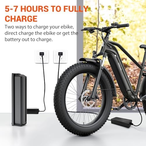 SISIGAD Electric Bike for Adults, 1500w | 50Miles | 32Mph Electric Mountain Bike - 48V 15Ah Removable Built-in Battery, 26" Fat Tire Dirt Ebike - 7Speed Shock Absorber E-MTB UL2849 Tested for Commute-StrideForce Fitness