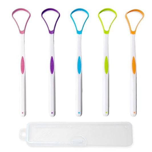 5 Pieces Tongue Scraper Cleaner for Adult & Kids, Colorful Plastic Tongue Brush Oral Care Scrapers Kits for Fresh Breath Mouth Health Cleaning Accessory