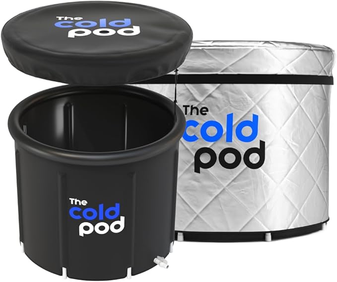 The Cold Pod Insulated XL Cold Plunge Tub Bundle - 116 Gal Ice Bath Round Tubs with Energy Saving Multi-Layer Cover - Chiller Compatible&Silver Reflective-StrideForce Fitness