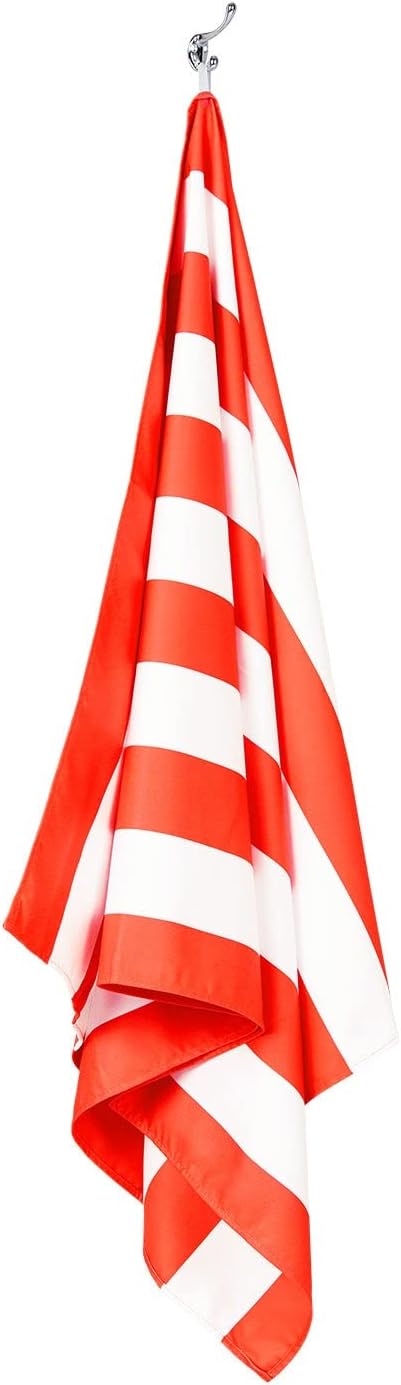 Dock & Bay Beach Towel - Quick Dry, Sand Free - Compact, Lightweight - 100% Recycled - Includes Bag - Cabana - Waikiki Coral Red - Large (160x90cm, 63x35)-StrideForce Fitness