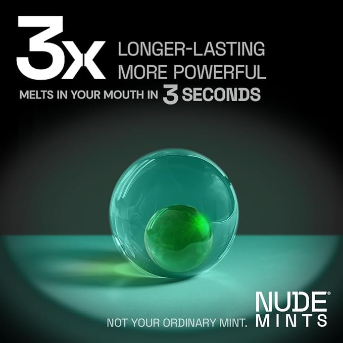 NUDE MINTS | Dual Action Liquid Capsules | Mouth Watering Mint - Lasts 3X Longer - 3X Stronger - Extreme Bad Breath Treatment For Adults - Sugar Free, 0 Calorie - Spearmint - 5 Pack - 150 Capsules