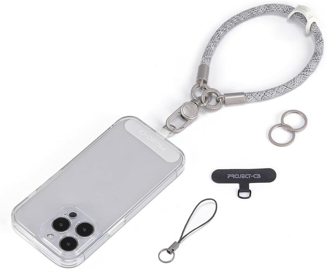 project-cb Phone Wrist Strap 1,Tether Tab 2,Phone Wristlet,Lanyard Wrist Strap,Key Holder,KeyChain,KeyRing×2(FoggyBlack-S)-StrideForce Fitness