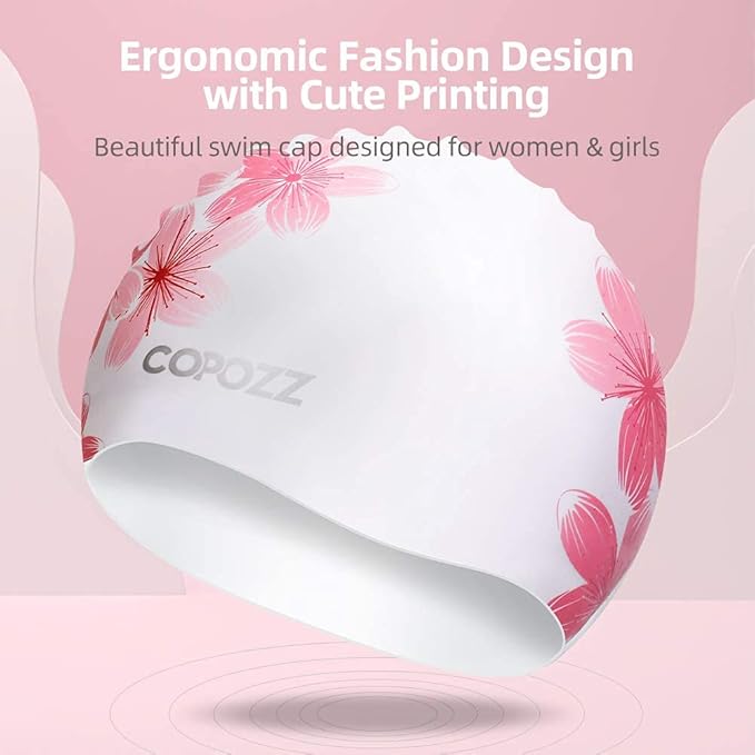 COPOZZ Stylish Silicone Swim Cap for Women – Comfortable, Durable, and Hair-Protecting Design-StrideForce Fitness