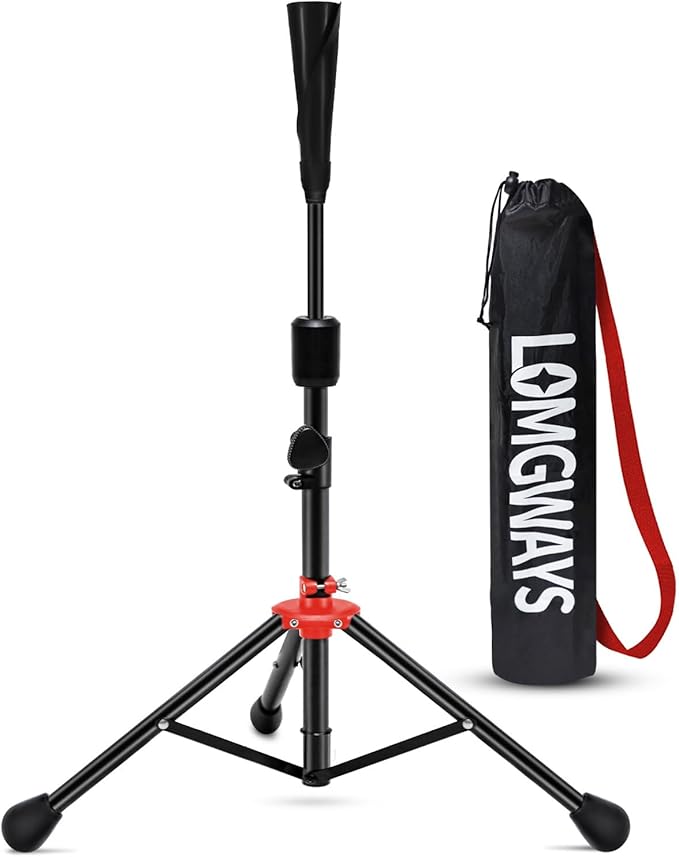 FDLS Baseball Batting tee for Adults and Youth Teens, Portable Tripod Stand Base Tee Easy Adjustable Height 27 to 46 inches for Hitting Training Practice, with Carrying Bag-StrideForce Fitness