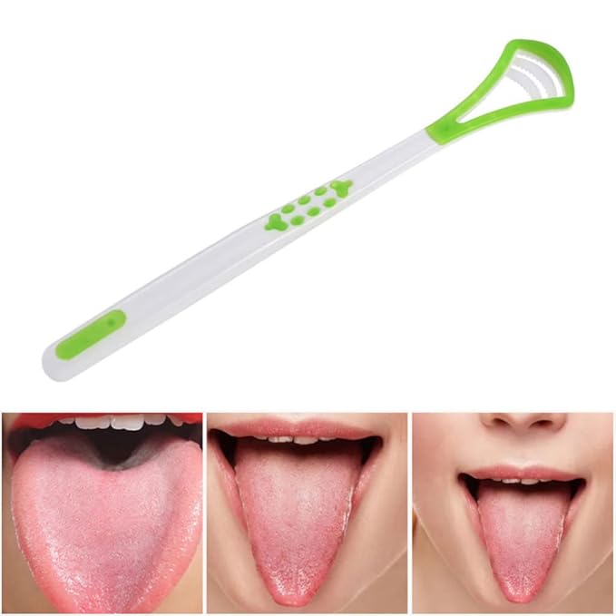 Tongue Scraper Tongue Cleaning Brush Scraper Tool for Oral Hygiene, Healthy Mouth Care and Daily Dental Cleaning Green