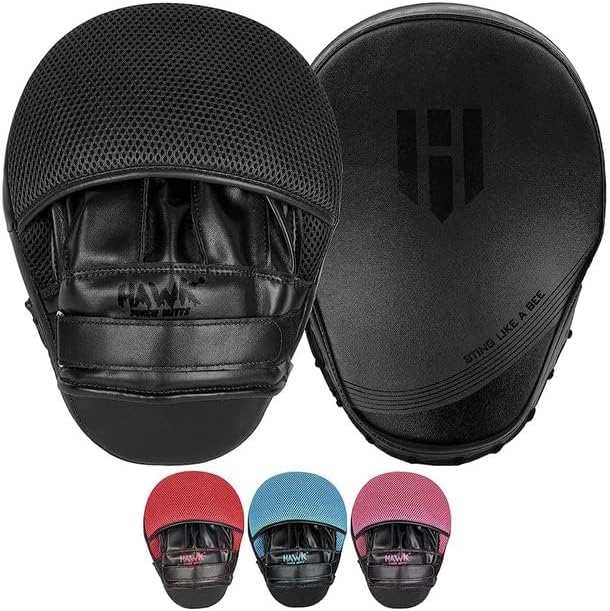 Hawk Sports Punching Mitts for Men, Women, & Kids, Leather Focus Mitts for Martial Arts & Boxing Training, Curved Punch Mitts for Karate, Kickboxing, Krav MAGA, Muay Thai & Taekwondo-StrideForce Fitness