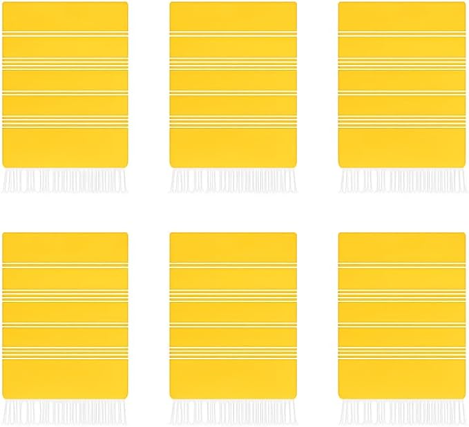 HAVLULAND Oversized Turkish Beach Towel 72’’x40’’ - Set of 6 | 100% Cotton Lightweight Sand Free Quick Dry Pool Towels | Extra Large Bath Towels for Adults Beach Blanket Essentials Bulk of 6 Yellow-StrideForce Fitness