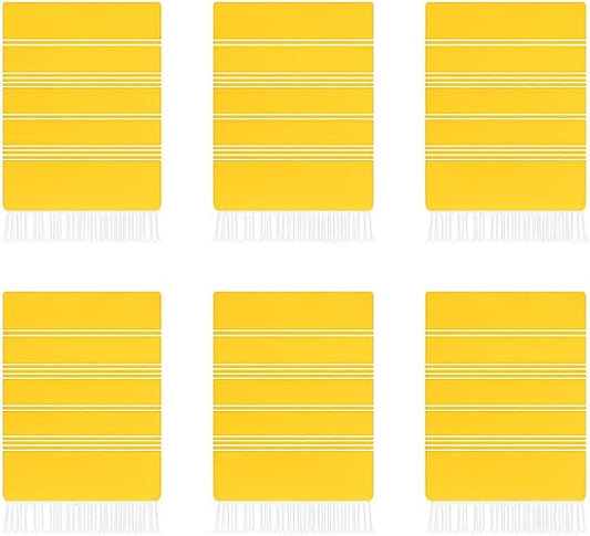 HAVLULAND Turkish Beach Towels Oversized -100% Turkish Cotton Super Soft Lightweight - Absorbent and Quick Drying Bath Towel - Sand Free Beach Towel - Turkish Towels for Adults (Yellow, 12 Pack)-StrideForce Fitness