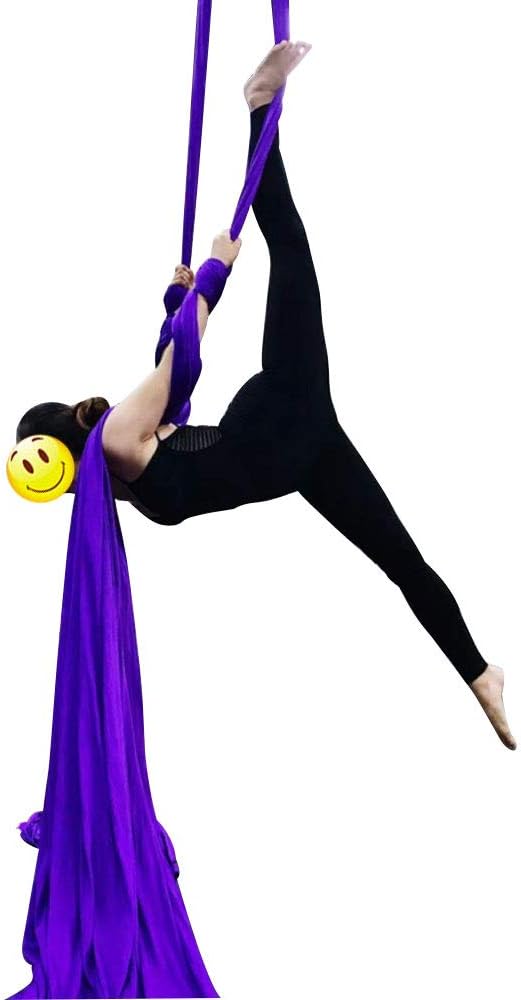 DASKING Aerial Silks Starter Kit - Durable 11Yards of Aerial Yoga Hammock with Hardware, Aerial Swing for Acrobatic Flying Yoga & All Levels (Aerial Rigging Point Up to 14ft)-StrideForce Fitness