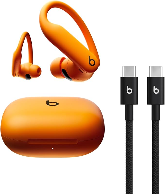 Beats Powerbeats Pro 2 - Wireless Bluetooth Earbuds with USB-C Charging Cables (1.5 m) - Electric Orange-StrideForce Fitness