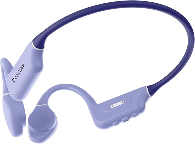 Raycon Bone Conduction Headphones, Open-Ear Bluetooth Sports Earbuds with Mic, IP68 Water Resistant Headset for Workout and Running, 13hr Playtime, Purple-StrideForce Fitness