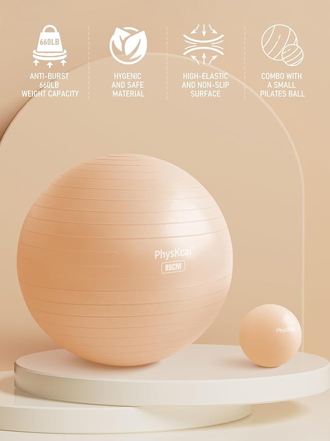 Yoga Ball for Exercise, Pilates Set, 4 Sizes Fitness Ball for Workout, Birthing, Pregnancy, Physical Therapy- Pump Included-StrideForce Fitness