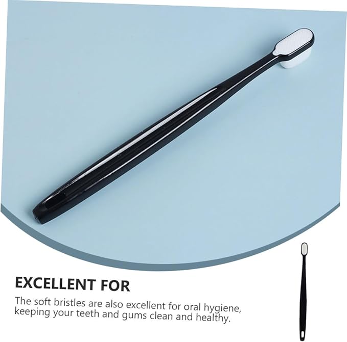 2Pcs Soft Bristle Toothbrush for Adults Sensitive Gum Care Ergonomic Handle Gentle Cleaning for Home and Travel Couples White and Black