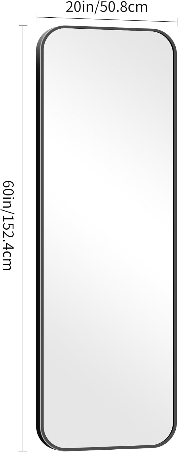 60" x 20"Bathroom Mirror, Matte Black Wall Mirror with Metal Frame, Decorative Rectangular Vanity Mirror for Bedroom Bathroom Living Room Entryway (Horizontal/Vertical)-StrideForce Fitness