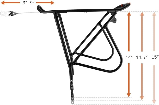 Ibera Bike Rack - Bicycle Touring Carrier Plus+ for Disc Brake/Non-Disc Brake Mount, Fat Tire Bikes, Frame-Mounted for Heavier Top & Side Loads, Height Adjustable for 26"-29" Frames-StrideForce Fitness