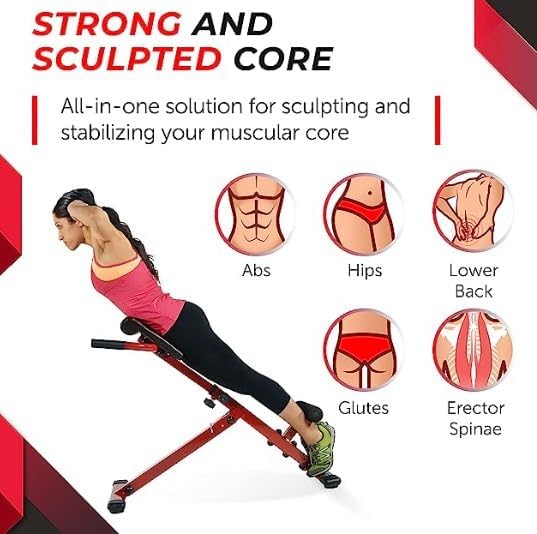 Roman Chair, Hyperextension Bench Roman Chair Adjustable Back Extension Machine Lower Back Exercise Equipment Multi-Functional Workout Bench for Home Gym Full Body Abs Glutes Core Muscles-StrideForce Fitness
