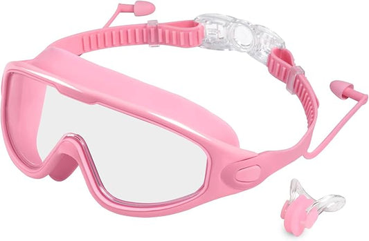 Swim Goggles for Adults, Wide View Anti-Fog & UV Swimming Goggles with Nose Clip & Ear Plugs, No Leak-StrideForce Fitness