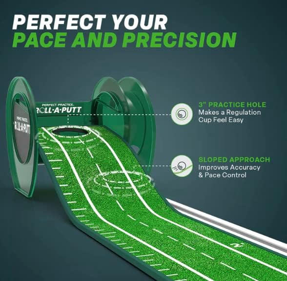 Perfect Practice Golf Putting Mat - Portable Putting Green, Indoor & Outdoor Practice, with Ball Return - Golf Training Aid for Home, Office, Backyard - Golfing Gifts for Men-StrideForce Fitness