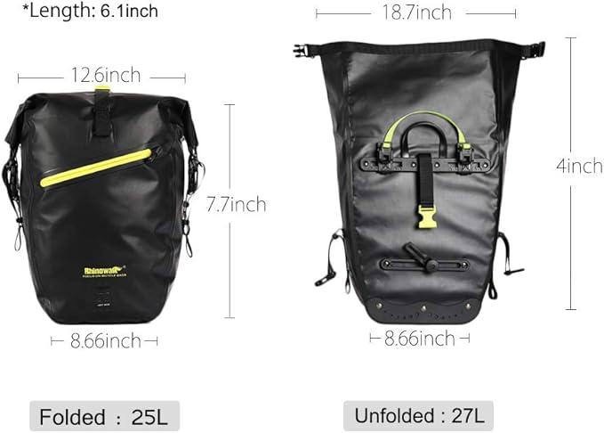 Rhinowalk Bike Bag Waterproof Bike Pannier Bag for Bicycle Cargo Rack Saddle Bag Shoulder Bag Laptop Pannier Rack Bicycle Bag Professional Cycling Accessories-StrideForce Fitness