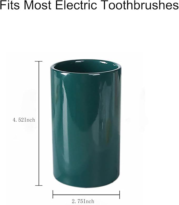 Green Ceramic Toothbrush Holders, Electric Toothbrush Holder for Toothbrushes and Toothpaste,Tumbler Cups Reusable Toothbrush Mouthwash Cup(300ml)