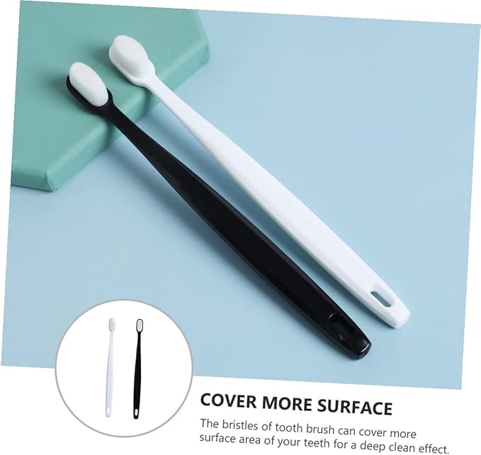 Soft Bristle Toothbrush for Adults and Pregnant Women, 2pcs Extra Soft Gum Care Toothbrushes Ultra-fine Bristles, Black and White, Suitable for Home and Travel Use
