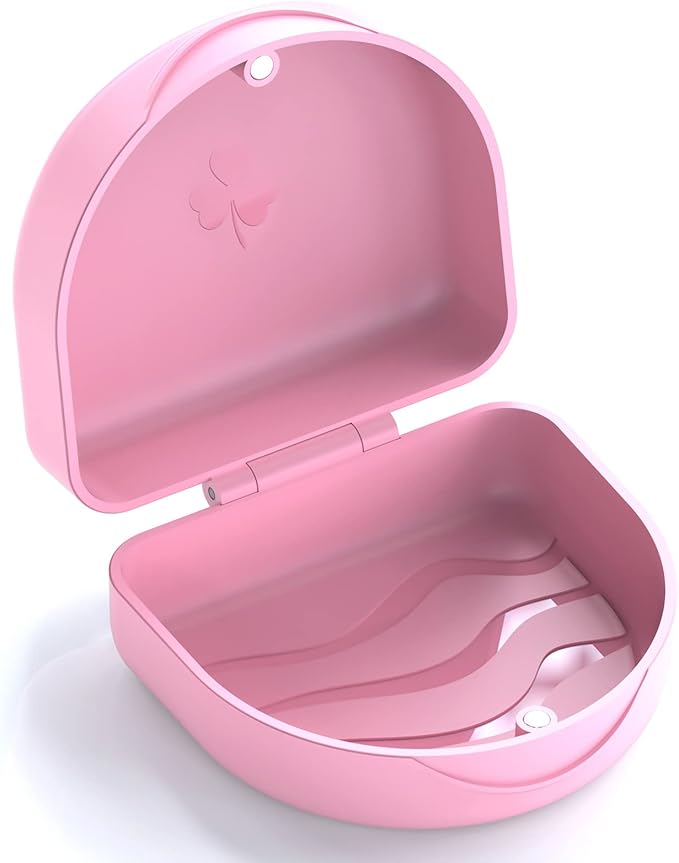 Retainer Case Denture Case: BVN Orthodontic Dental Case, Slim Braces Case, Mouth Guard Case, Denture Box, Teeth Aligner Case, Night Guard Case Container Storage Holder Pink