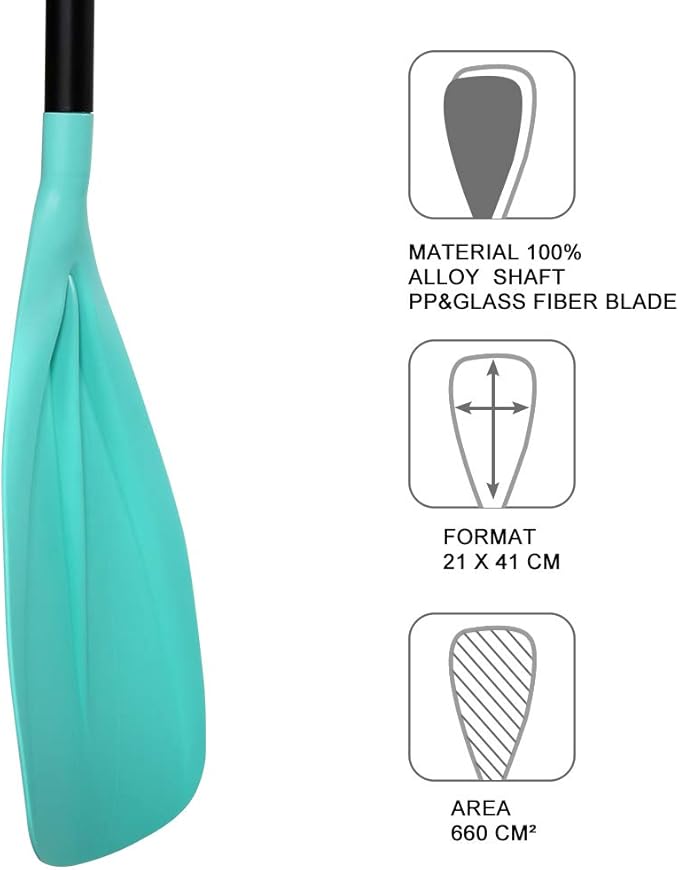 SUP Paddle - 3-Piece Adjustable Aluminium SUP Paddle with Glass Fiber Blade for Surfing, Floating, Water Sports-StrideForce Fitness
