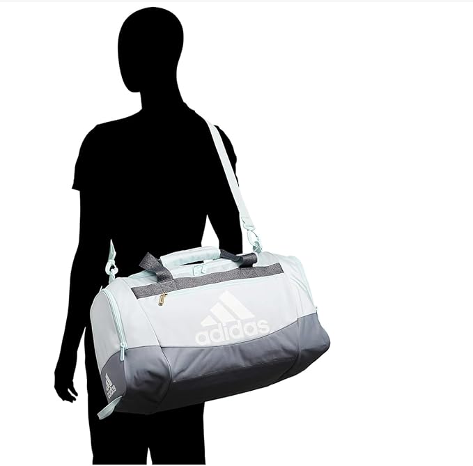 adidas Unisex Defender 4.0 Gym Duffel Bag for Men and Women, Two Tone White-Clear Onix/Linen Green, Small (38L)-StrideForce Fitness