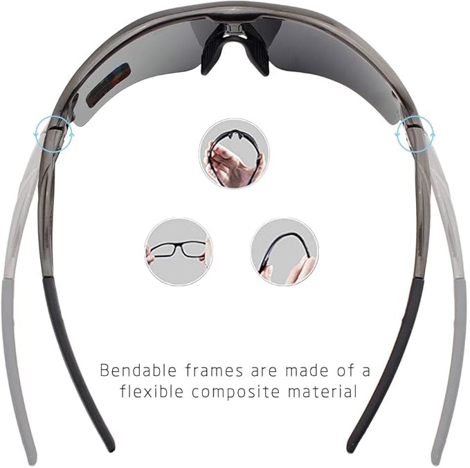 BangLong Polarized Sports Sunglasses Cycling Sun Glasses for Men Women with 5 Interchangeable Lenes for Running Baseball Golf-StrideForce Fitness