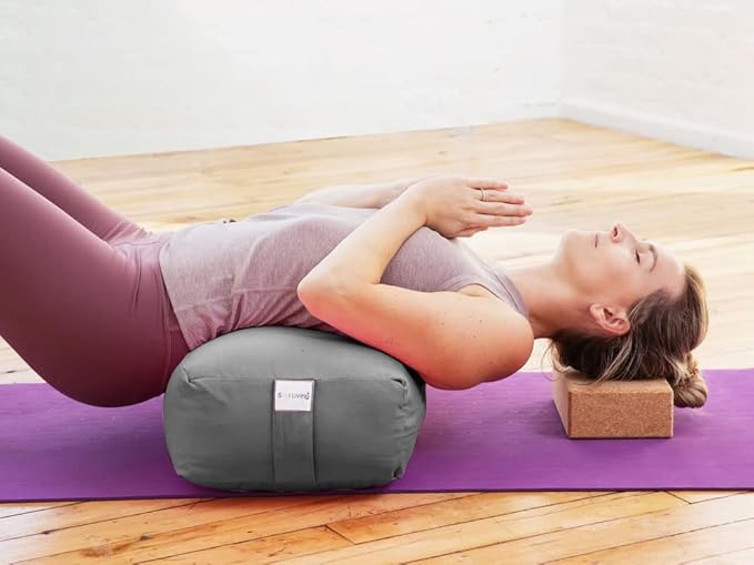 Sol Living Yoga Bolster Pillow Rectangular Meditation Cushion Cotton Meditation Accessories for Restorative Yoga Meditation Pillow Yoga Pillow Firm Body Pillow Bolster Pillow for Legs Removable Cover-StrideForce Fitness